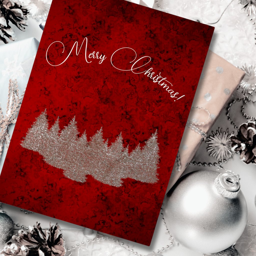 Merry Christmas - minimalist - silver fir trees