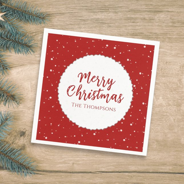 Merry Christmas Minimalist Simple Calligraphy Red Napkins (Creator Uploaded)