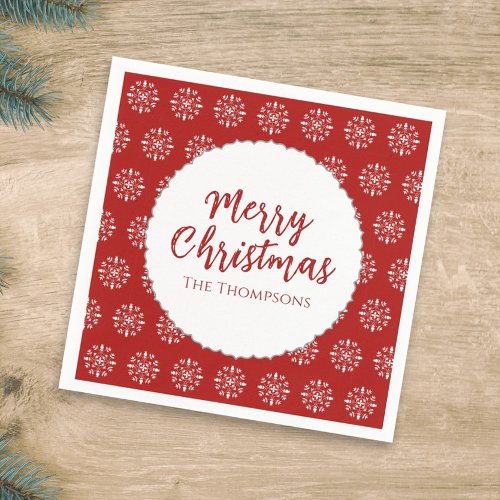 Merry Christmas Minimalist Simple Calligraphy Red Napkins