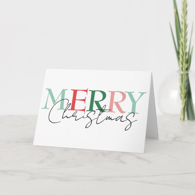 Merry Christmas Minimalistic Colorful Simple  Card (Front)