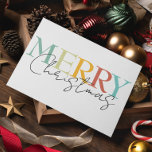 Merry Christmas Minimalistic Colorful Simple  Card<br><div class="desc">This design may be personalized by choosing the Edit Design option. You may also transfer onto other items. Contact me at colorflowcreations@gmail.com or use the chat option at the top of the page if you wish to have this design on another product or need assistance. See more of my designs...</div>