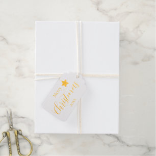 Merry Christmas Minimalistic Company Name Gold Foil Gift Tags