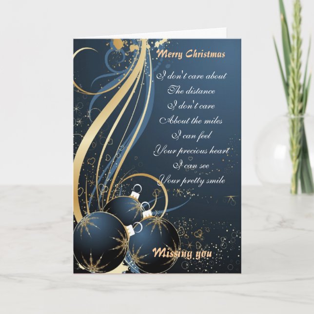 Merry Christmas,missing you Holiday Card (Front)