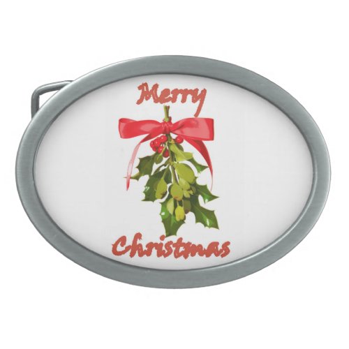 merry christmas mistletoe belt buckle