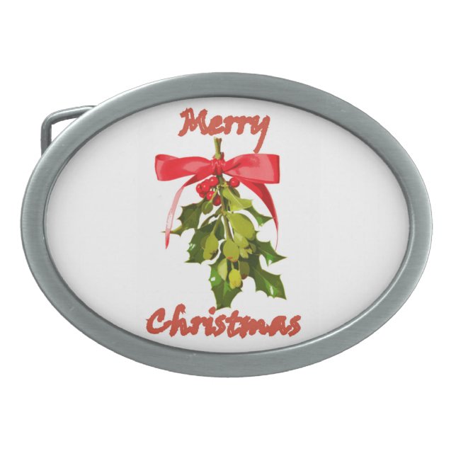 merry christmas mistletoe belt buckle (Front)