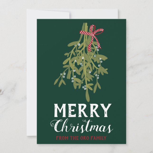 MERRY CHRISTMAS Mistletoe Botanical Handmade Custo Card (Front)
