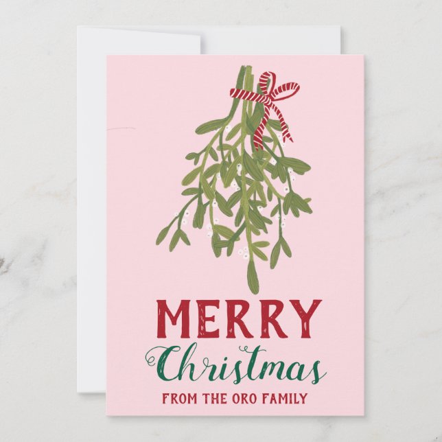 MERRY CHRISTMAS Mistletoe Botanical Handmade Custo Card (Front)