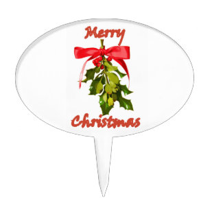 merry christmas mistletoe cake topper