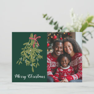 Merry Christmas Mistletoe CUSTOM PHOTO Holiday Card