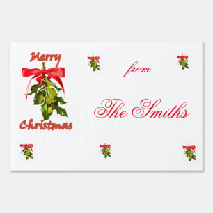 Merry Christmas mistletoe customized Yard Sign