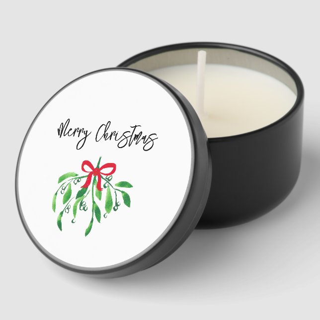 Merry Christmas Mistletoe Festive Kiss Me Fun Mini Candle Favors (Corner)