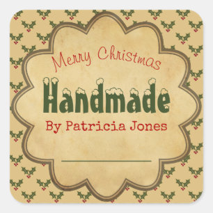 Merry Christmas Mistletoe For Handmade Gifts Square Sticker