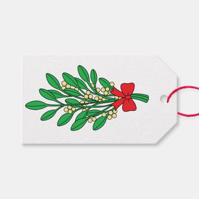 Merry Christmas Mistletoe Gift Tags (Front (Horizontal))