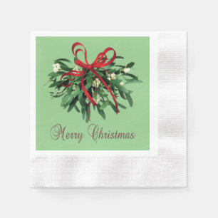 Merry Christmas Mistletoe Paper Coined Napkins