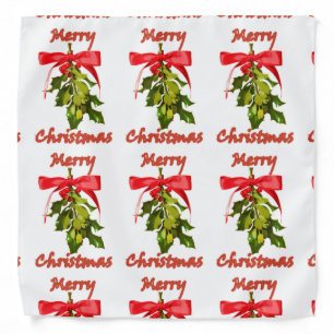 merry christmas mistletoe pattern bandana