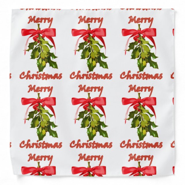 merry christmas mistletoe pattern bandana (Front)