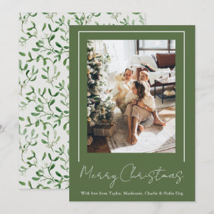 Merry Christmas Mistletoe Personalized Photo Holiday Card