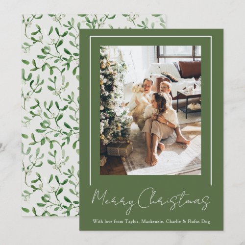 Merry Christmas Mistletoe Personalized Photo Holiday Card