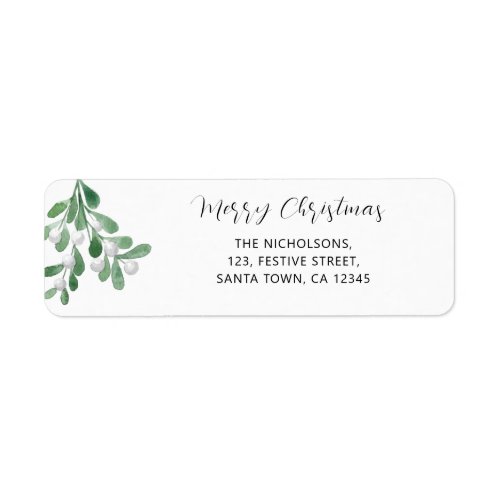 Merry Christmas Mistletoe Return Address  Label