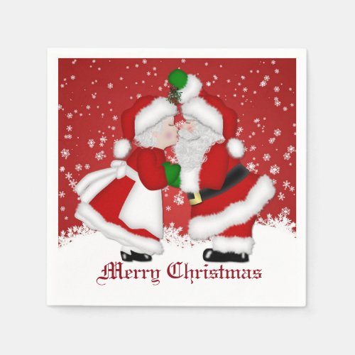 Merry Christmas Mistletoe Santa Napkin