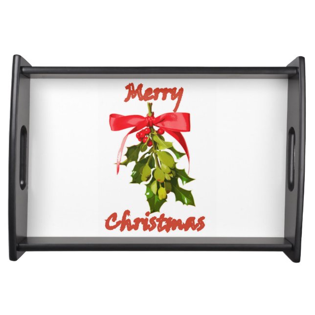 merry christmas mistletoe serving tray (Front)