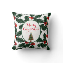 Merry Christmas Mistletoe Throw Pillow