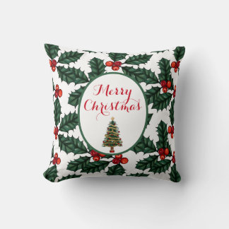 Merry Christmas Mistletoe Throw Pillow