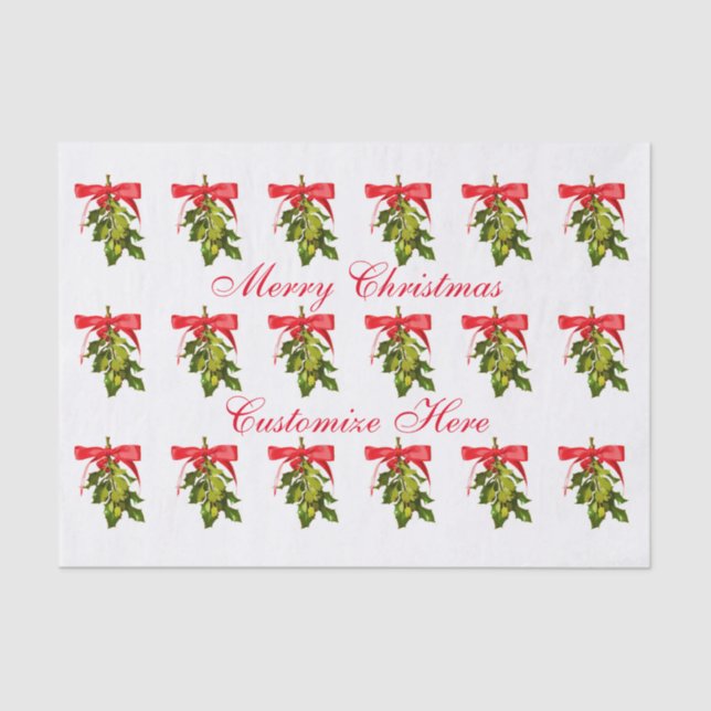 Merry Christmas mistletoe Tissue Paper (Front)