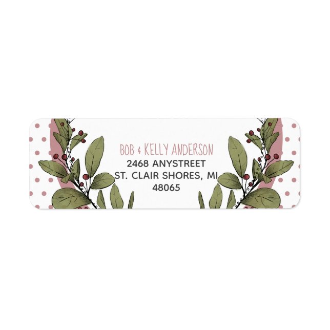 Merry Christmas Mistletoe Wreath  Return Address   Label (Front)