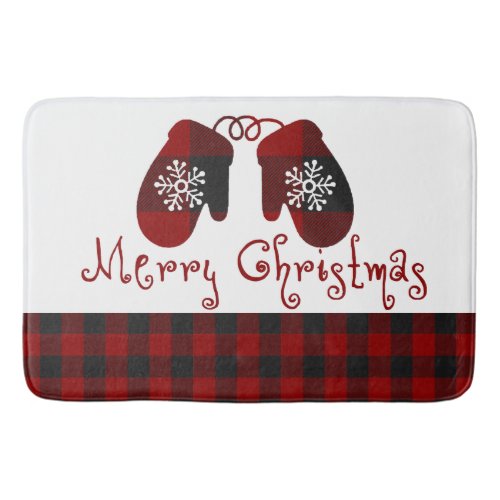 Merry Christmas mittens Bathroom Mat