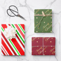 Merry Christmas Mix Colorful Festive Holiday Wrapping Paper Sheets