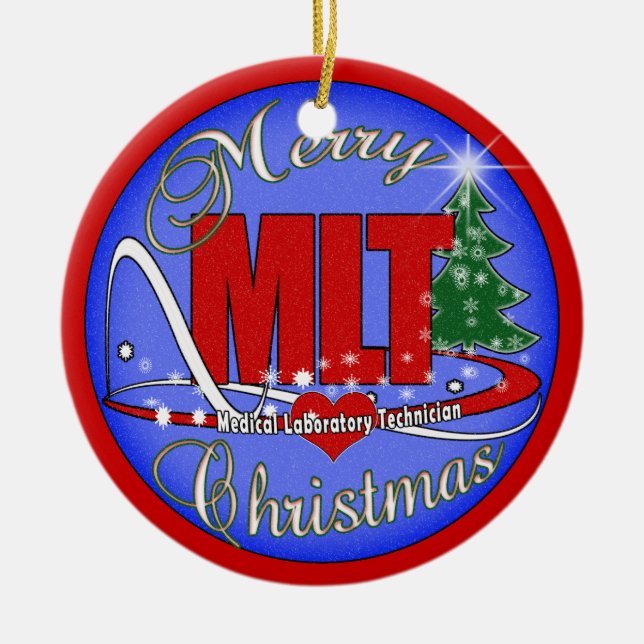 MERRY CHRISTMAS MLT ORNAMENT  MEDICAL LAB TECH (Front)