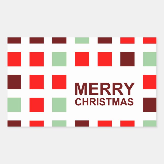 merry christmas (mod squares) rectangular sticker (Front)