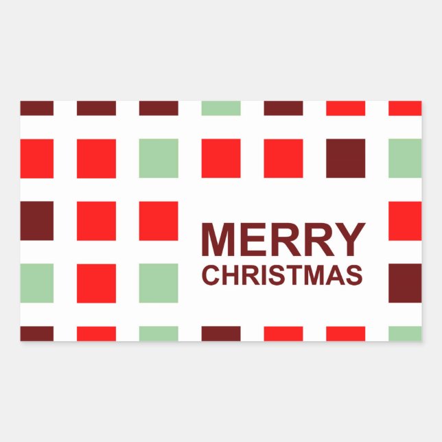 merry christmas (mod squares) rectangular sticker (Front)