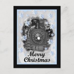 Merry Christmas Model Train Holiday Postcard