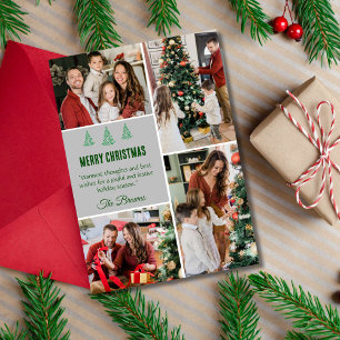 Merry Christmas modern 4 family photo cute simple Holiday Card