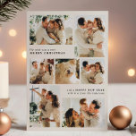 Merry Christmas Modern 7-Photo Collage Holiday Card<br><div class="desc">This festive Christmas card design, available as an instant digital download or as printed cards, features a beautiful photo collage layout, perfect for showcasing joyful family moments during the holiday season. The warmth of the photos is complemented by simple and elegant typography, with "Merry Christmas", "Happy New Year" and your...</div>