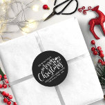 Merry Christmas Modern Black White Classic Round Sticker<br><div class="desc">Merry Christmas Modern Black White Classic Round Sticker</div>