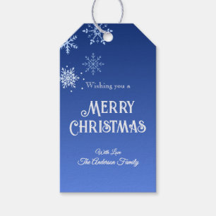 Merry Christmas Modern Blue Snowflakes Gift Tags
