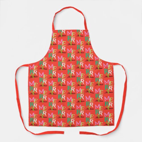 Merry Christmas Modern Bright Holiday Apron