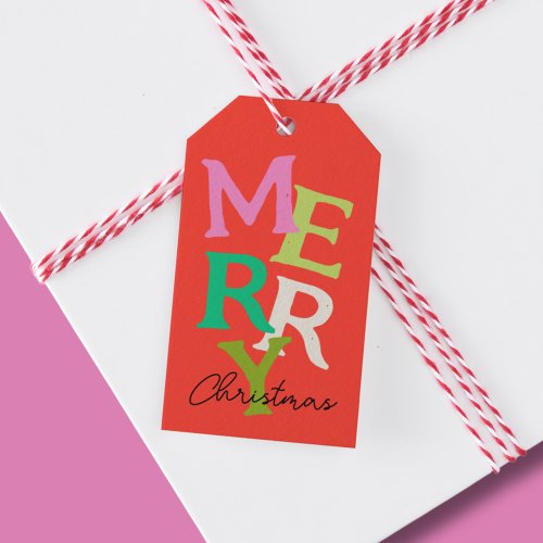 Merry Christmas Modern Bright Holiday Gift Tags