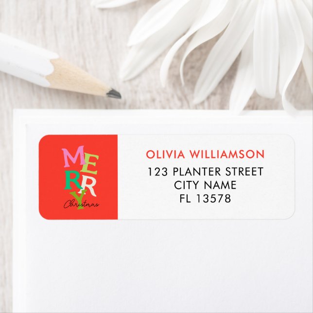 Merry Christmas Modern Bright Holiday Label (Insitu)