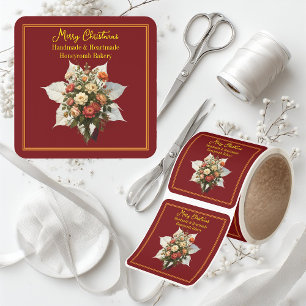 Merry Christmas Modern Calligraphy Small Business  Square Sticker