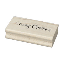 Merry Christmas Modern Calligraphy Wood Art Stamp