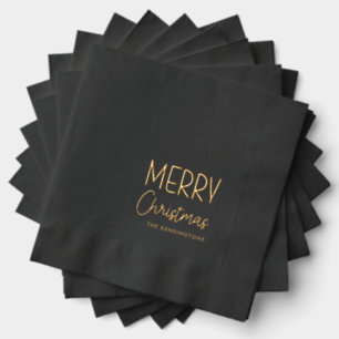 Merry Christmas Modern Casual Fun Script Foil Napkins