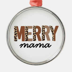 "Merry Christmas" Modern Color Block Leopard Boho Metal Ornament