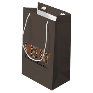 "Merry Christmas" Modern Color Block Leopard Boho Small Gift Bag
