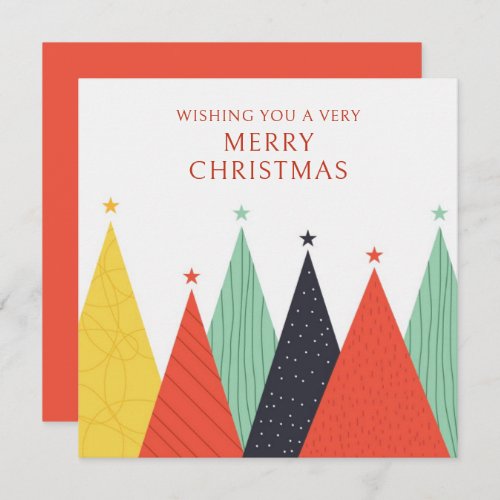 Merry Christmas Modern Colorful Trees Note Card