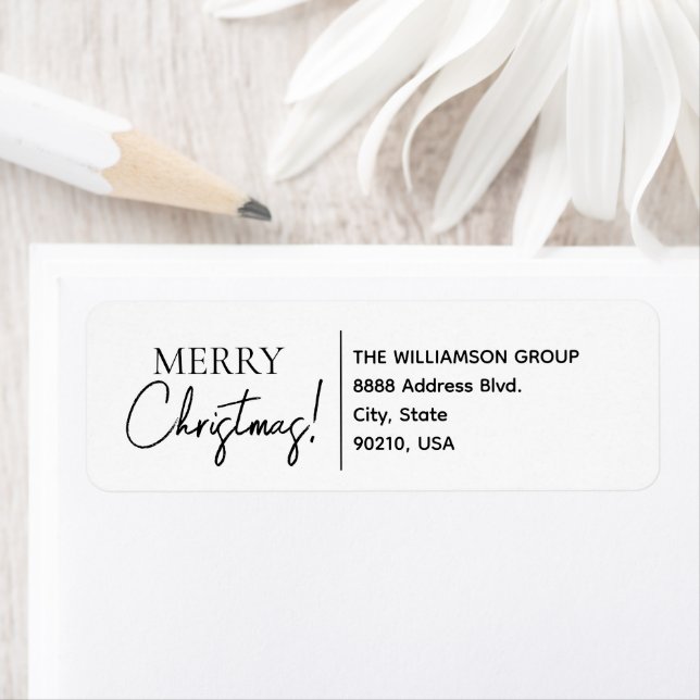 Merry Christmas Modern Company Name Custom Label (Insitu)