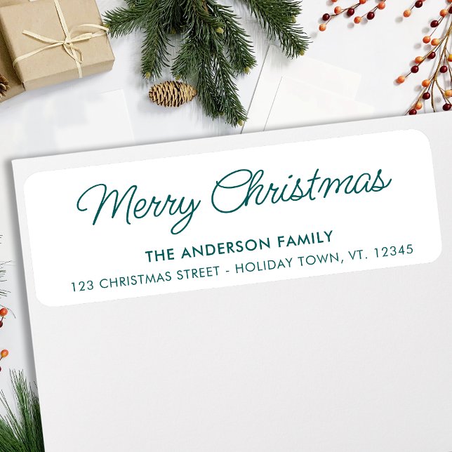 Merry Christmas Modern Custom Return Address Label (Creator Uploaded)